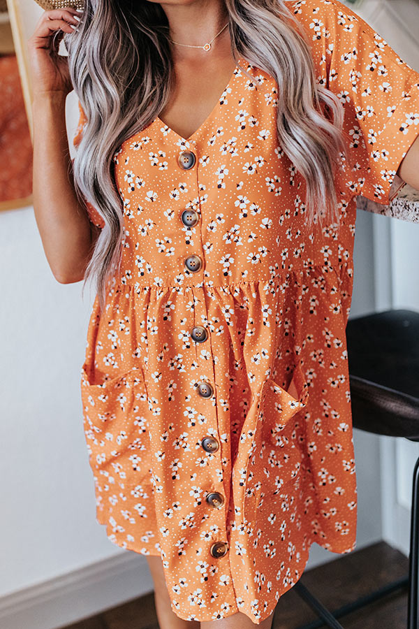 Dance It Out Floral Babydoll Tunic Dress In Tangerine Image - 5