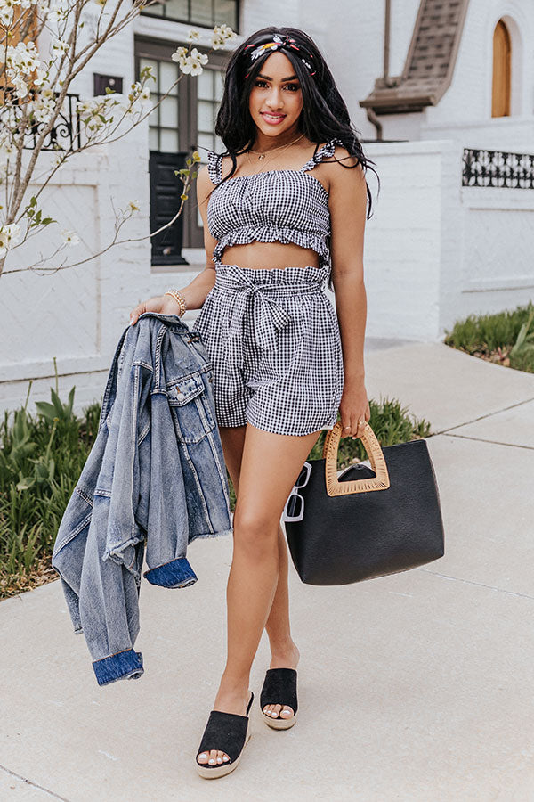 Ruffled Up Gingham Shorts In Black