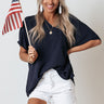 L.A. Lifestyle Shift Top In Navy Image - 1