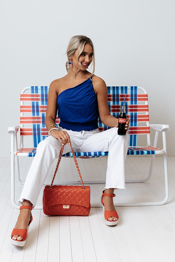 Sicily Kisses Crop Top In Royal Blue Image - 3