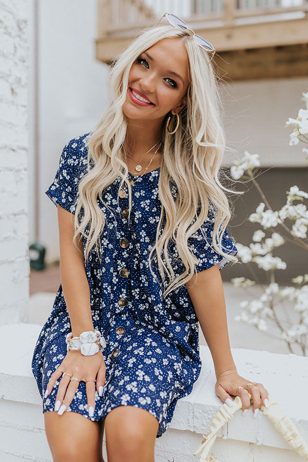 Dance It Out Floral Babydoll Tunic Dress In Navy Image - 2