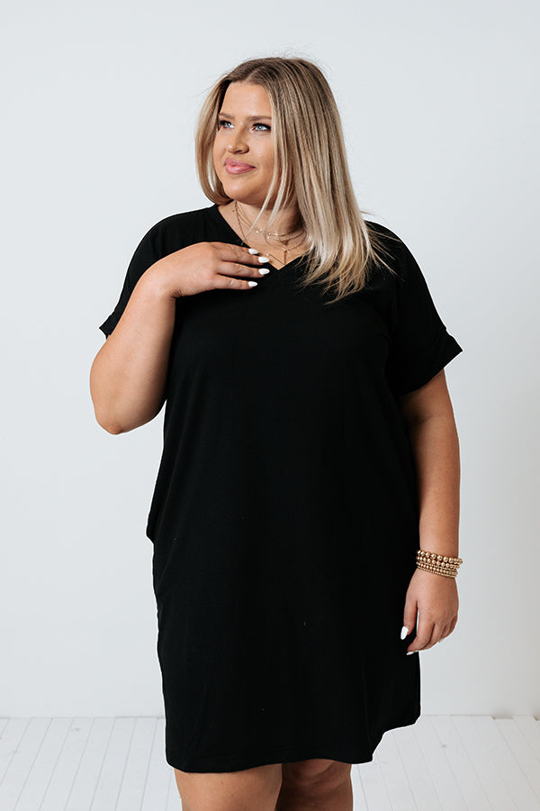 Press Rewind T-Shirt Dress In Black Curves Image - 1