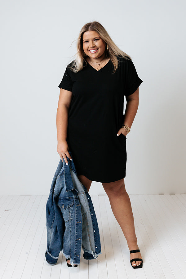 Press Rewind T-Shirt Dress In Black Curves Image - 2