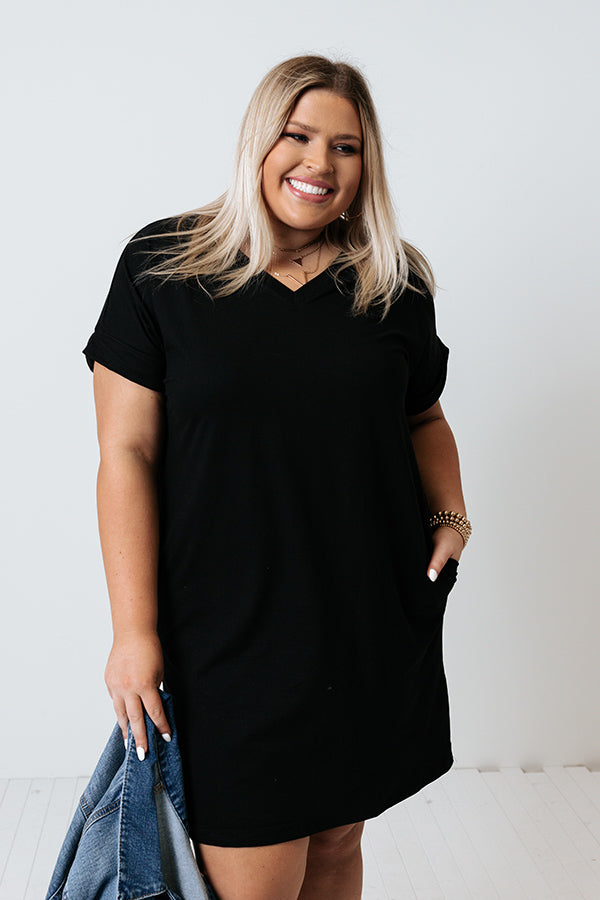 Press Rewind T-Shirt Dress In Black Curves Image - 3