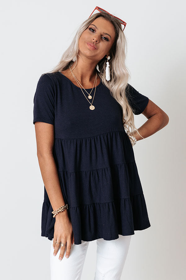 American Dream Babydoll Top In Navy Image - 3