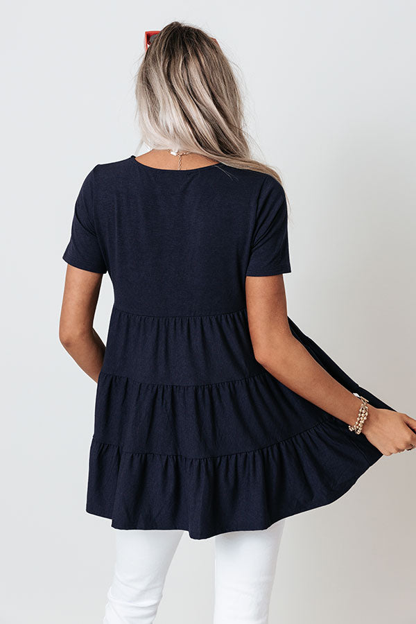 American Dream Babydoll Top In Navy Image - 4