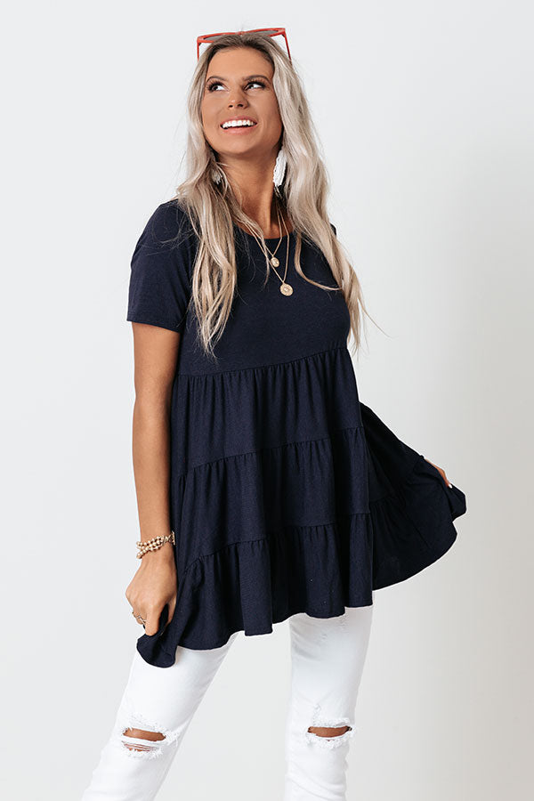 American Dream Babydoll Top In Navy Image - 2