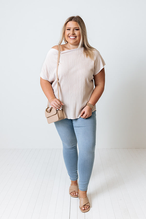 Charming Abode Pleated Shift Top In Rose Quartz Curves Image - 1
