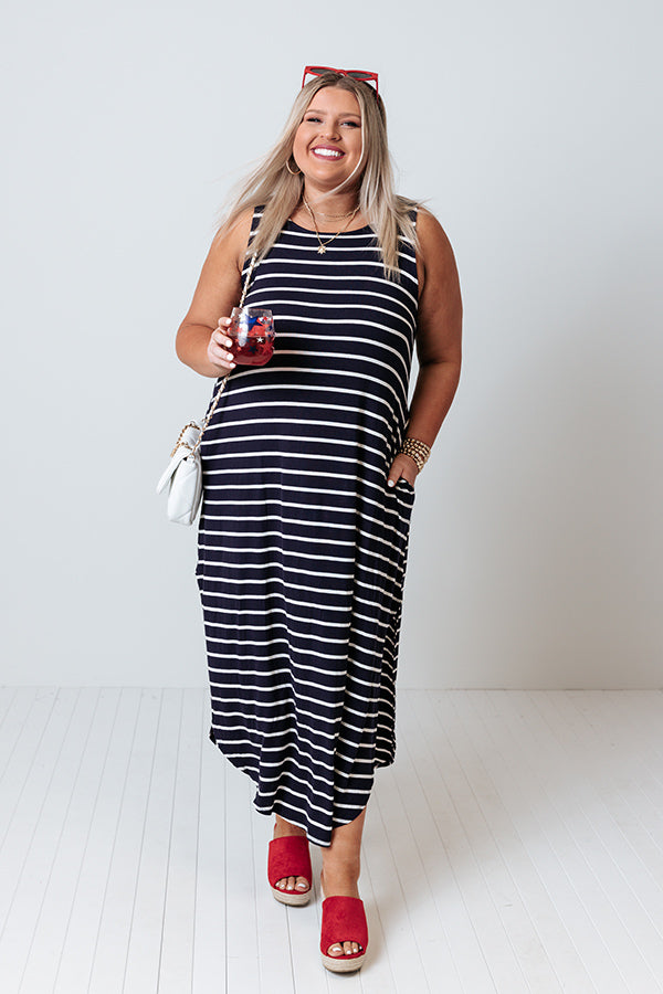 Feeling Sparks Stripe Maxi In Navy   Curves Image - 2