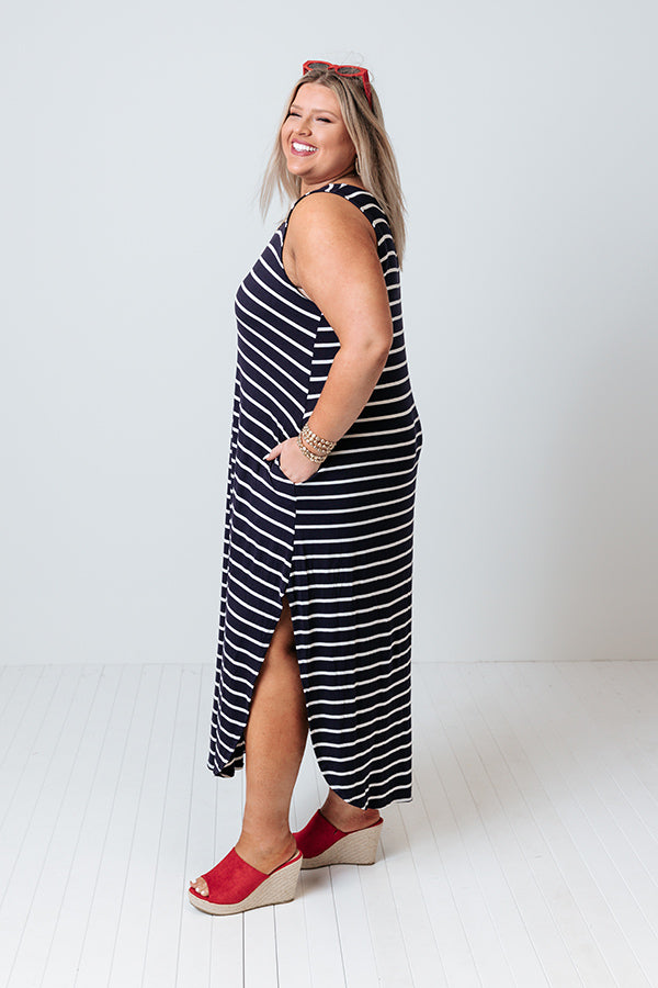 Feeling Sparks Stripe Maxi In Navy   Curves Image - 3