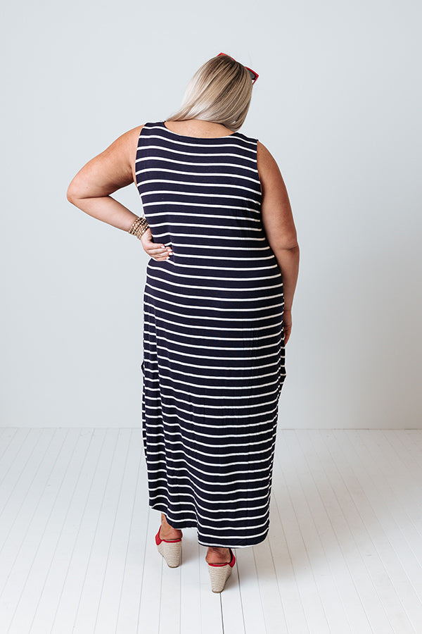 Feeling Sparks Stripe Maxi In Navy   Curves Image - 4