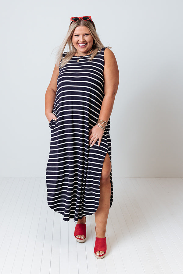 Feeling Sparks Stripe Maxi In Navy   Curves Image - 1