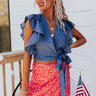 Saving Grace Wrap Top In Blue Image - 1