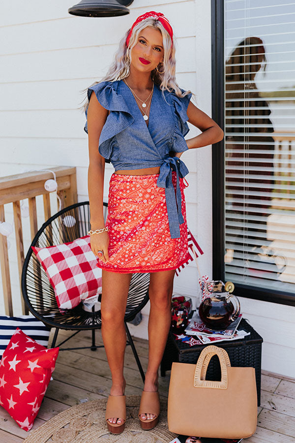 Saving Grace Wrap Top In Blue Image - 3