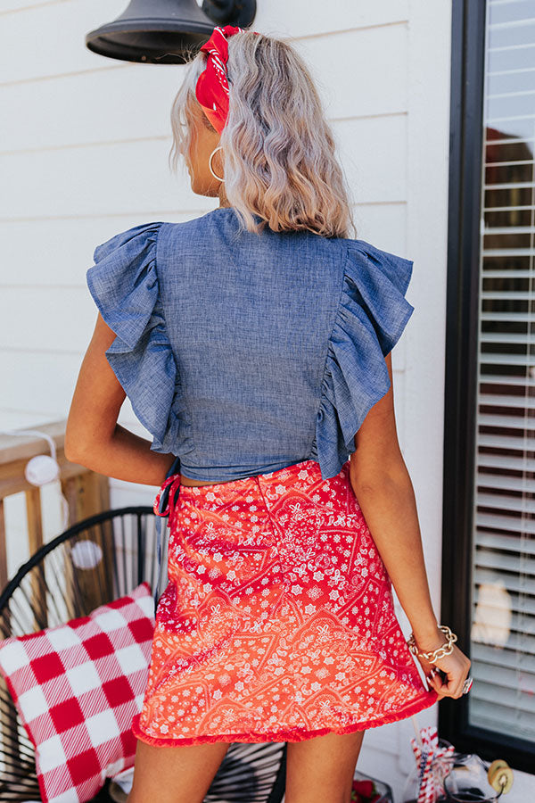 Saving Grace Wrap Top In Blue Image - 5