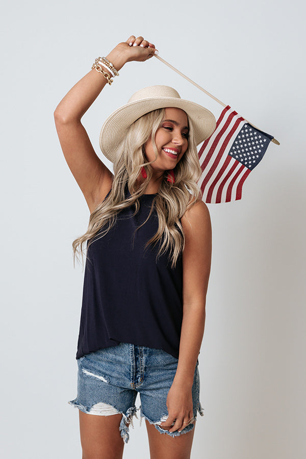 Backyard BBQ Shift Tank In Navy Image - 1