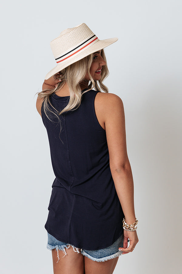 Backyard BBQ Shift Tank In Navy Image - 4