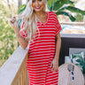 Kisses And Stripes Dress In Red Image - 1