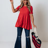American Dream Babydoll Top In Red Image - 1
