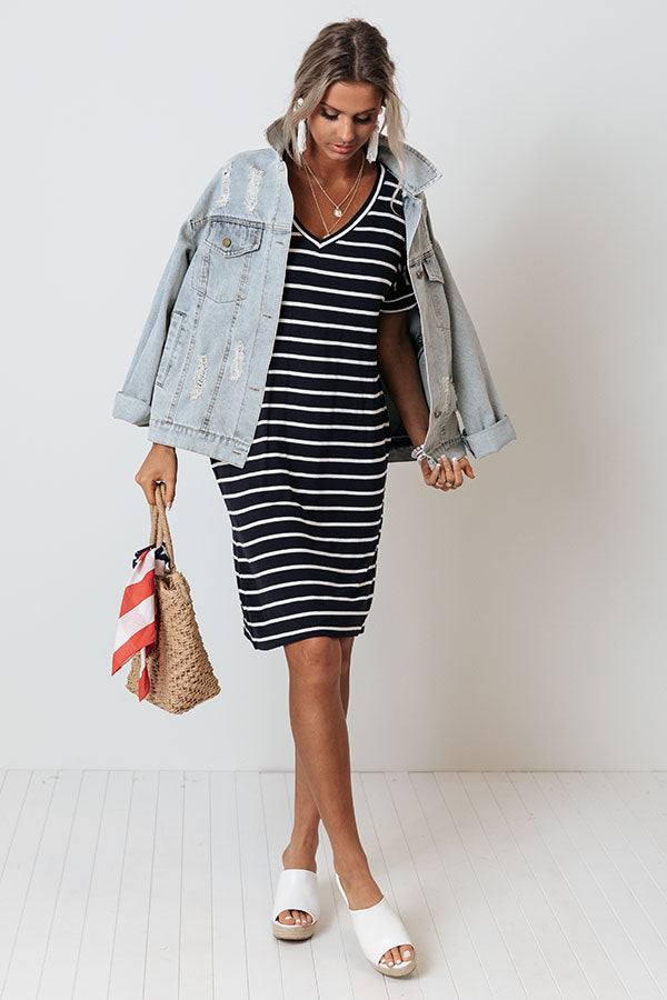 Kisses And Stripes Dress In Navy Image - 1