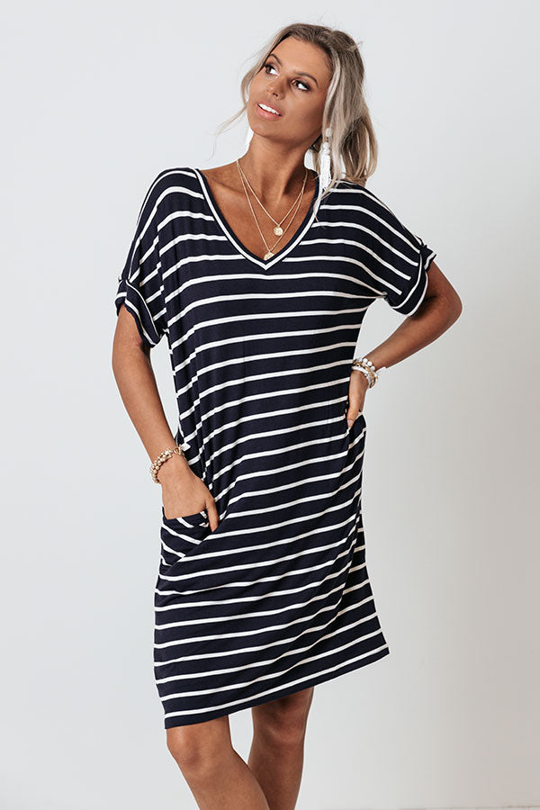 Kisses And Stripes Dress In Navy Image - 3