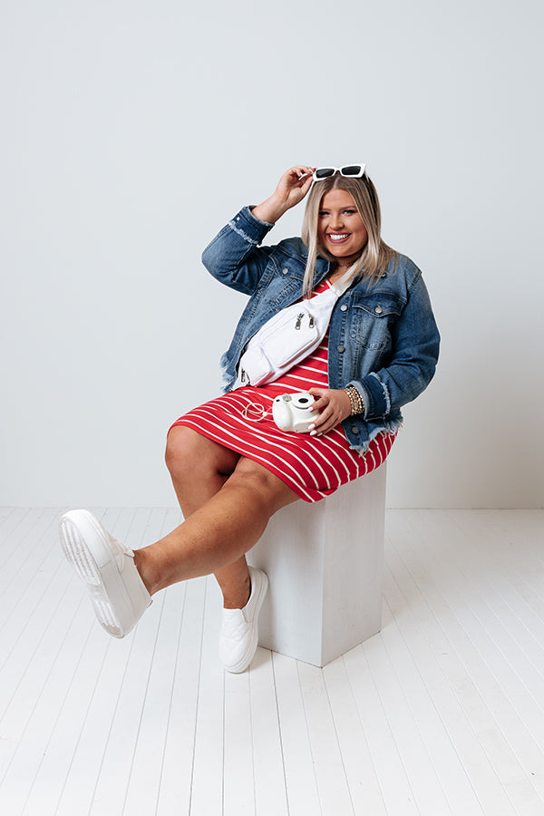 Kisses And Stripes Dress In Red   Curves Image - 4