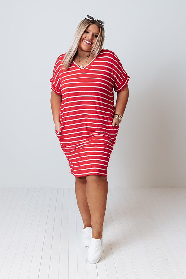 Kisses And Stripes Dress In Red   Curves Image - 1