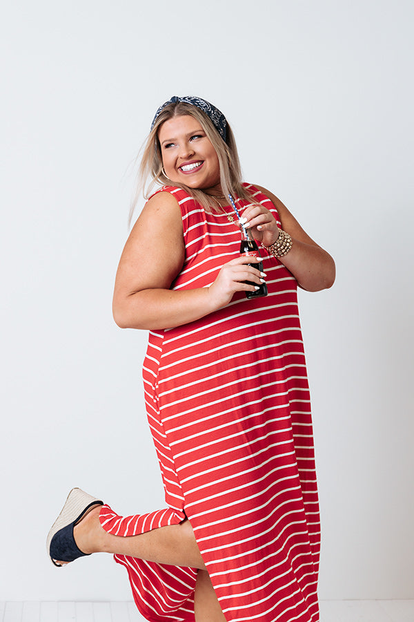 Feeling Sparks Stripe Maxi In Red    Curves Image - 3