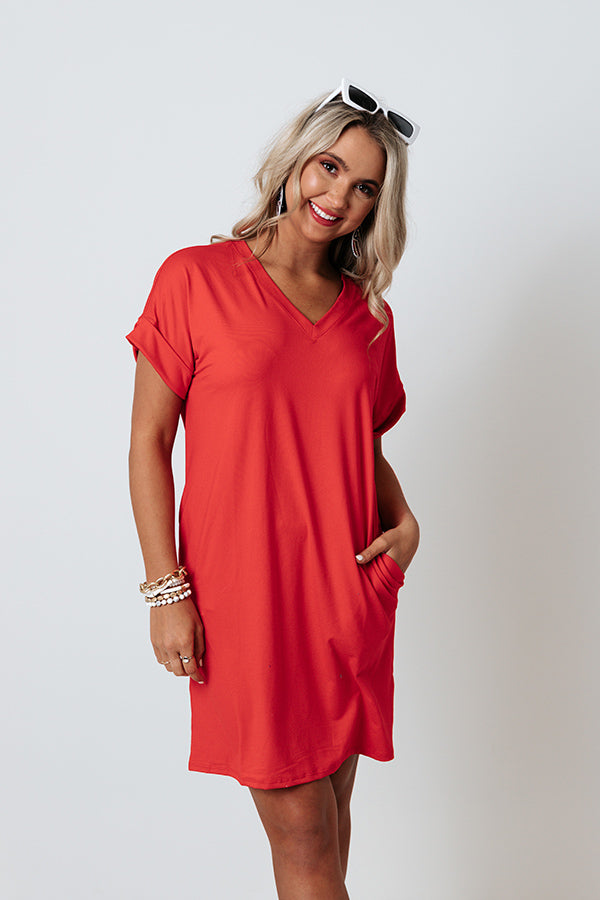 Press Rewind T-Shirt Dress In Red Image - 3