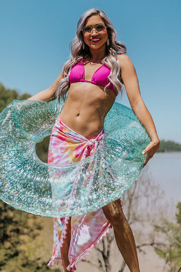 Vacay Mode Halter Bikini Top in Fuchsia Image - 1