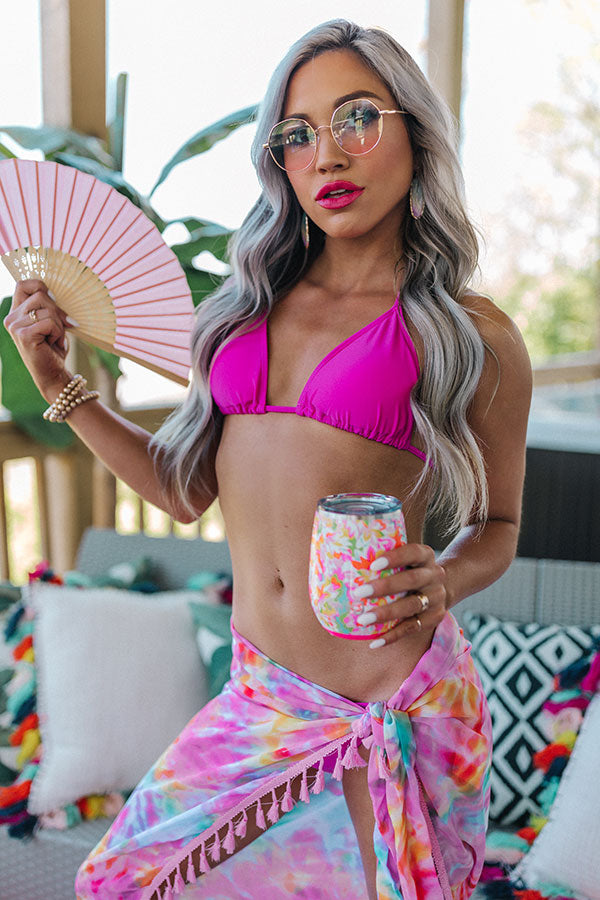 Vacay Mode Halter Bikini Top in Fuchsia Image - 5