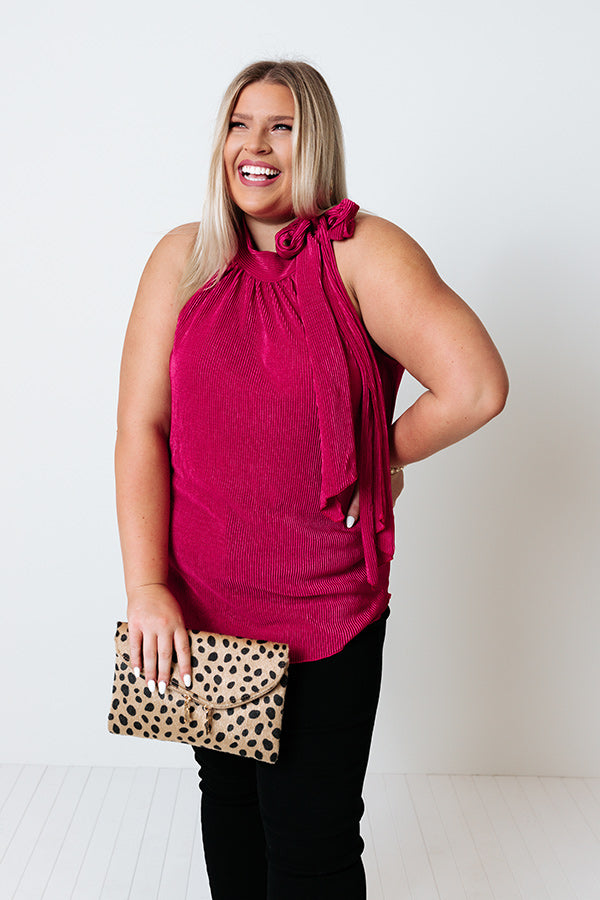 Dream State Pleated Top In Fuchsia Curves