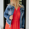 The Cambria Frayed Denim Jacket   Curves Image - 1