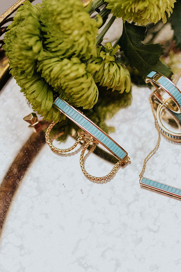 Kendra Scott Jack Adjustable Gold Chain Bracelet in Turquoise Crystal Image - 2