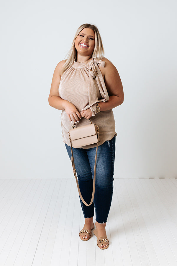 Dream State Pleated Top In Iced Latte Curves Image - 5