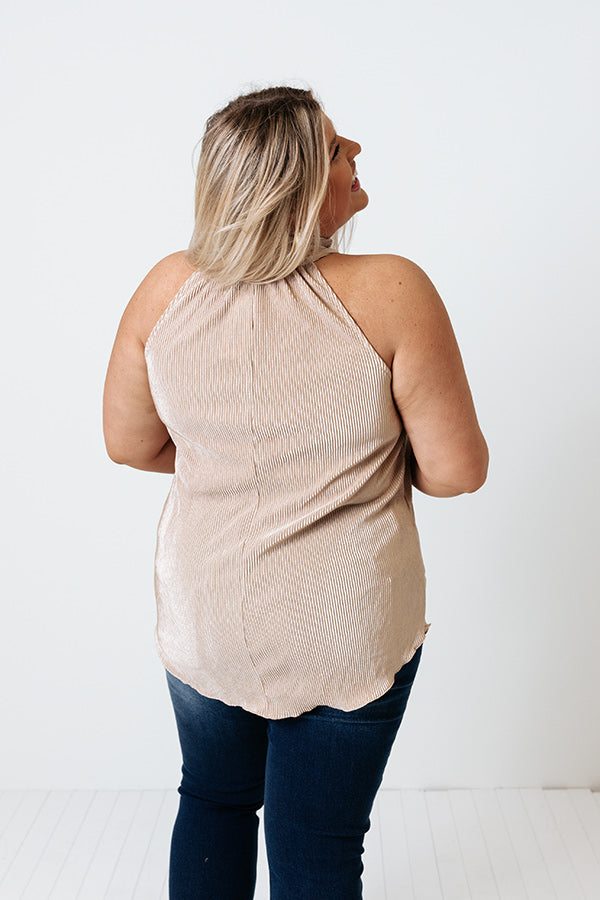 Dream State Pleated Top In Iced Latte Curves Image - 4