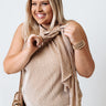 Dream State Pleated Top In Iced Latte Curves Image - 1