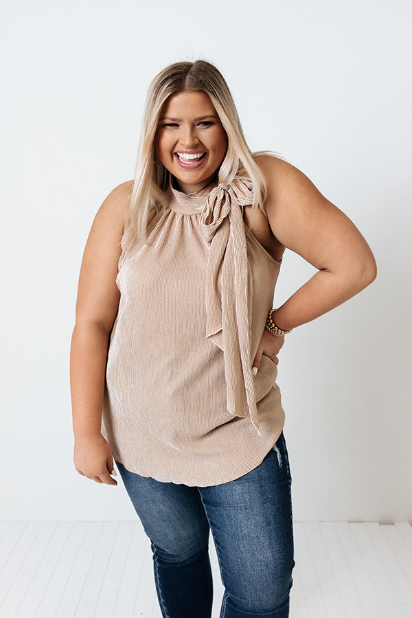 Dream State Pleated Top In Iced Latte Curves Image - 2