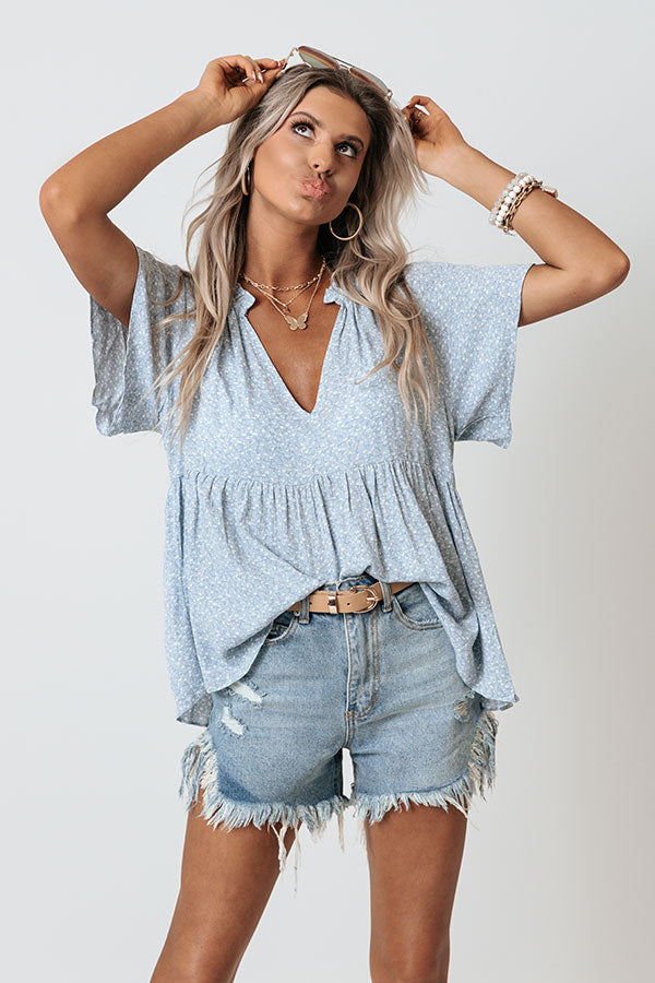 Total Spotlight Moment Babydoll Top in Sky Blue Image - 1