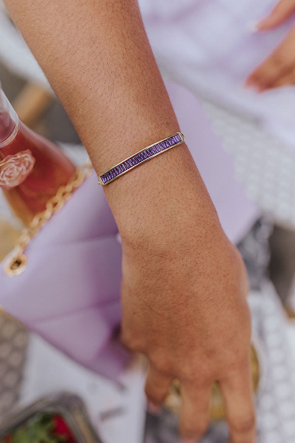 Kendra Scott Jack Adjustable Gold Chain Bracelet In Purple Crystal Image - 4