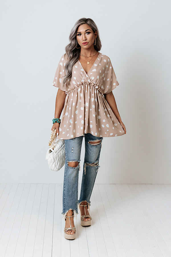 Confetti Confessions Babydoll Top In Iced Latte Image - 2