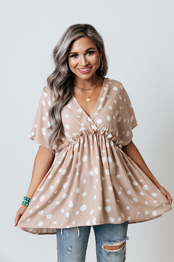 Confetti Confessions Babydoll Top In Iced Latte Image - 1