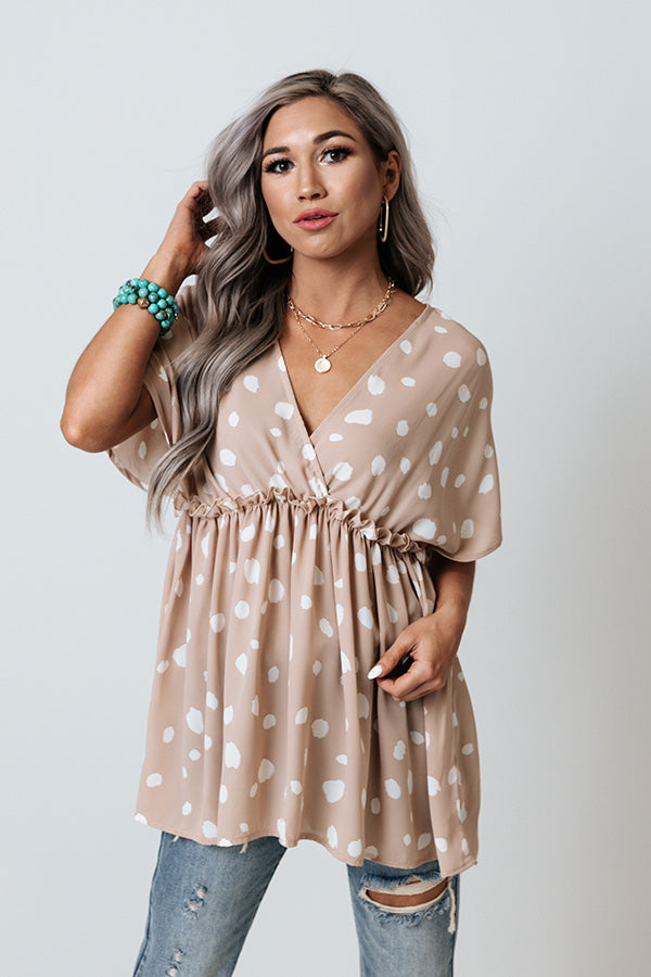 Confetti Confessions Babydoll Top In Iced Latte Image - 3