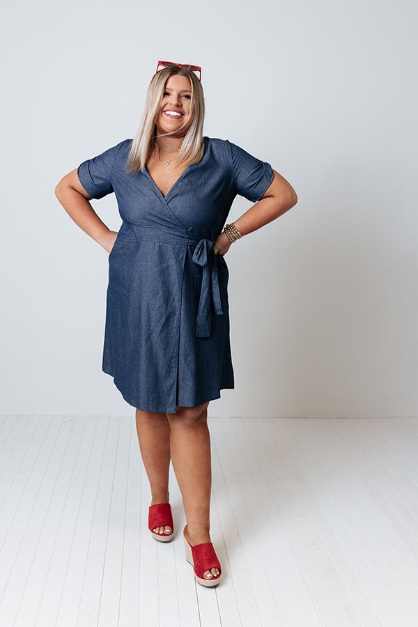 Wrapped In Forever Chambray Dress Curves Image - 3
