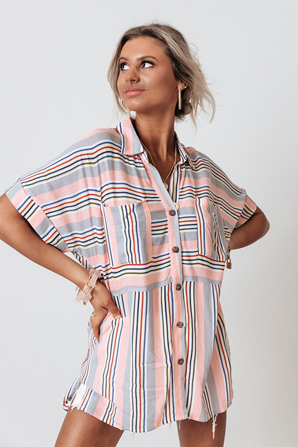 River Bend Stripe Top In Grey Image - 3