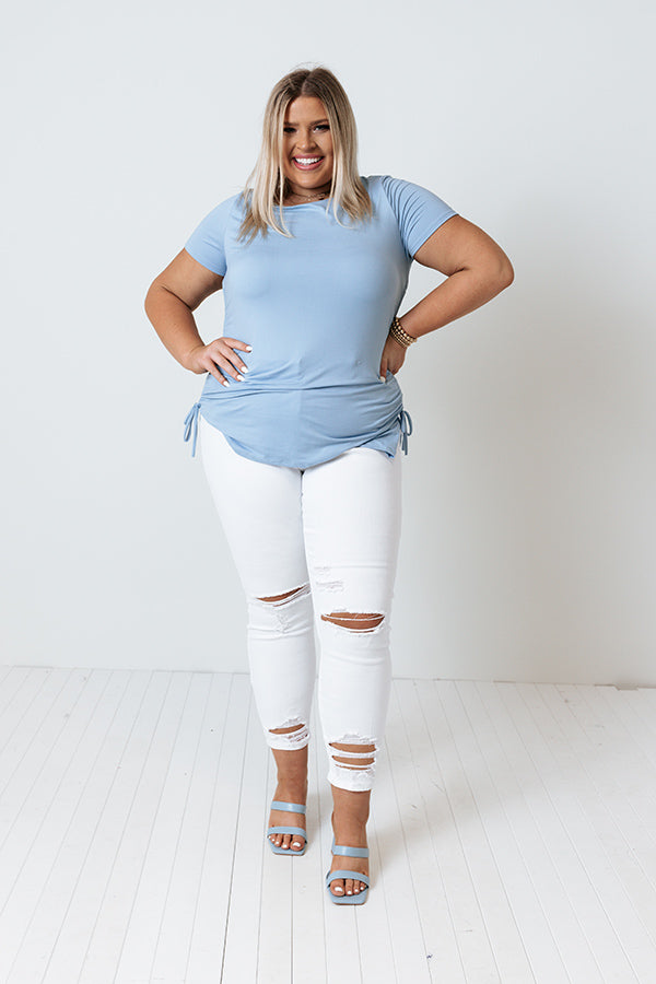 Keep Up The Good Work Top In Sky Blue Curves Image - 1