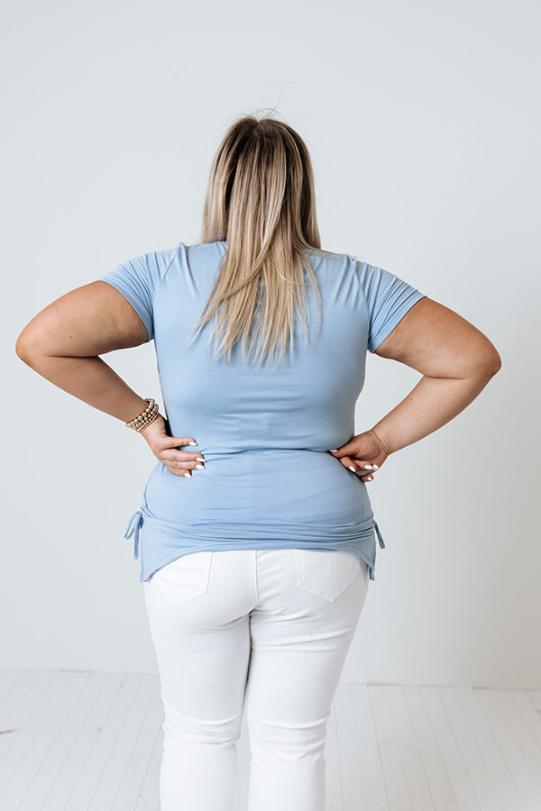 Keep Up The Good Work Top In Sky Blue Curves Image - 5