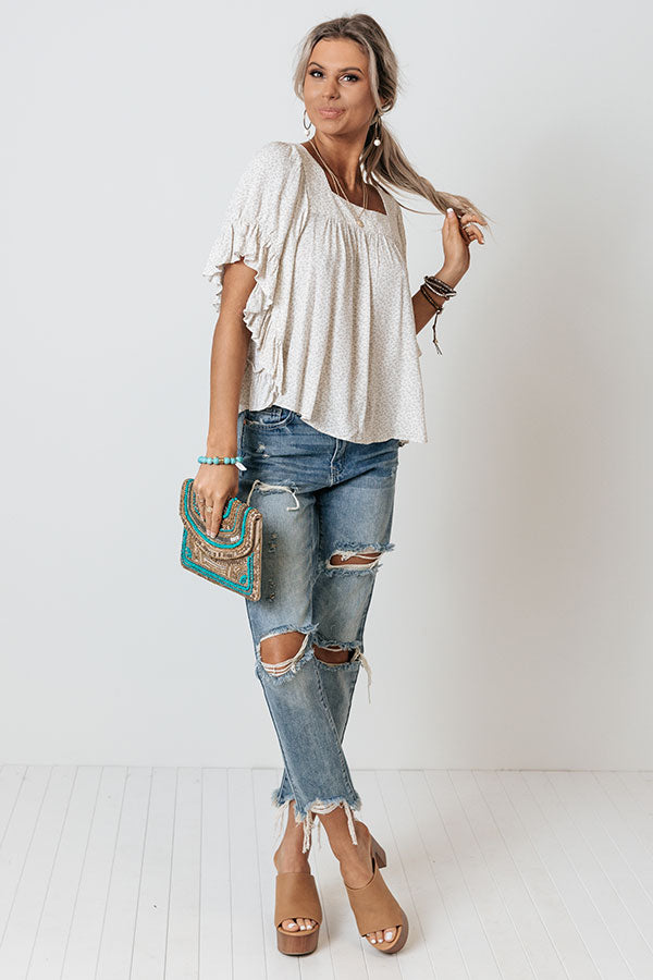 Proud Of You Floral Shift Top In Stone Image - 1