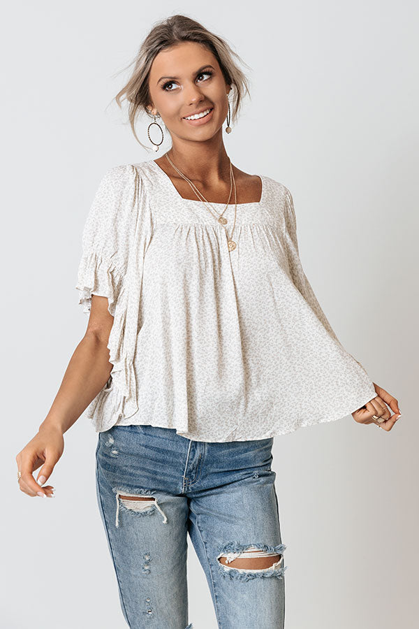 Proud Of You Floral Shift Top In Stone Image - 2