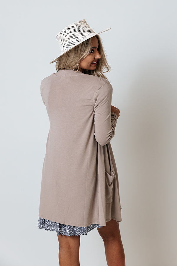 Chic Journey Cardigan In Warm Taupe Image - 4